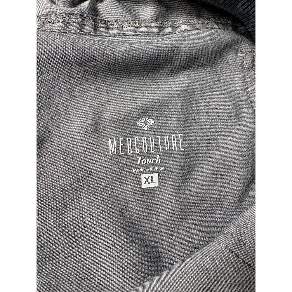Med Couture Scrub Jogger Pants Womens XL Gray Drawstring Pockets Ribbed - Picture 10 of 11